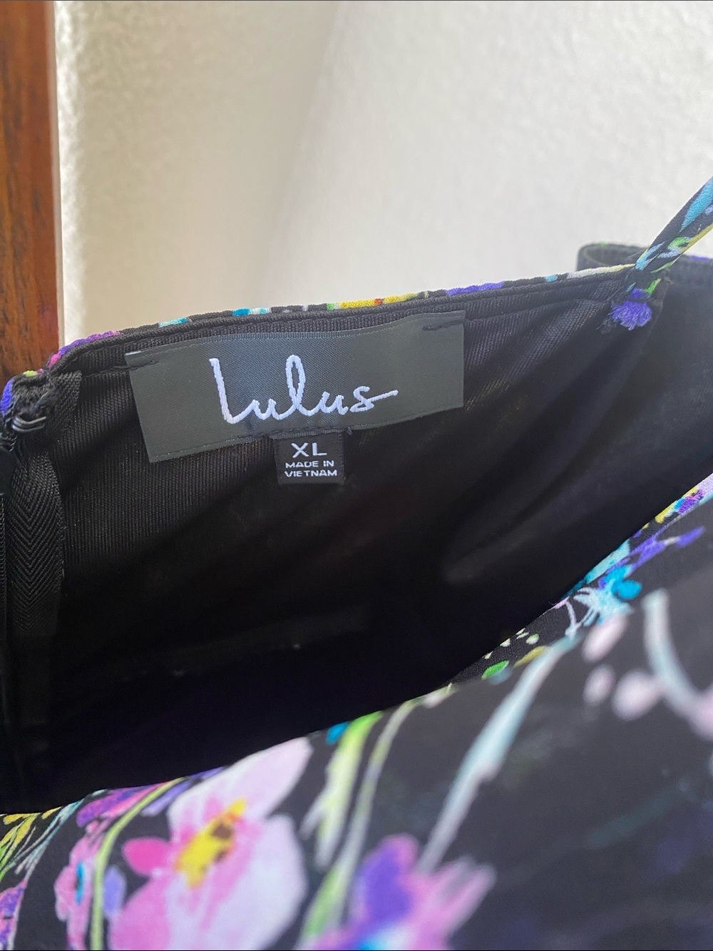 Lulu's Black Floral Midi Dress with Yellow & Purple Blooms - Picture 5 of 8